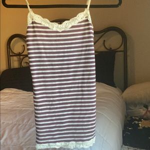 Aeropostale maroon/purple striped lace camisole